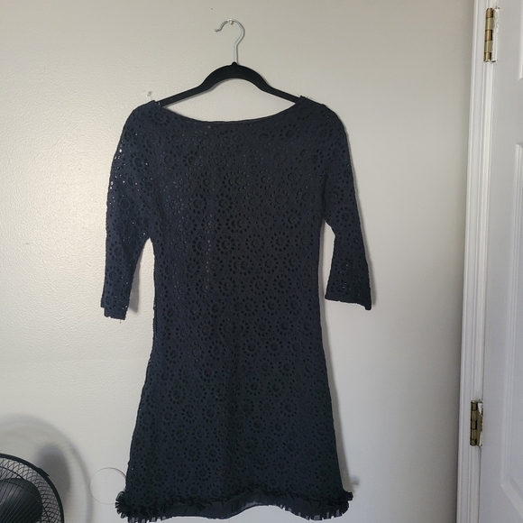 Zara Women's Black 3/4 Sleeve Crochet Bohemian Dress. Size M - Picture 3 of 8